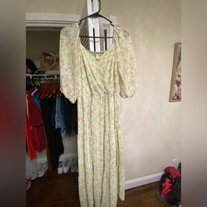 Green and pink floral maxi dress from versona